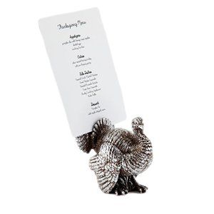 Silver Turkey Placecard Holder